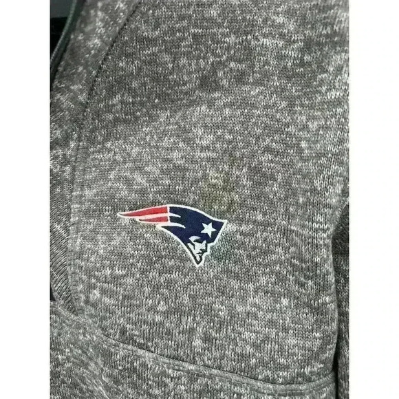 Men's Antigua Grey Quarter Zip Long Sleeve NFL Patriots Sweater - Size Large - Picture 5 of 6